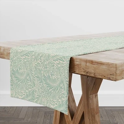 Image of Harrison Cropper William Morris Larkspur Fabric Table Runner (Duck Egg)