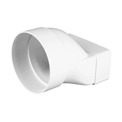 Image of Adapter transition piece round / square, 55 x 110 mm diameter 100 duct exhaust pipe extractor bathroom fan, Awenta.