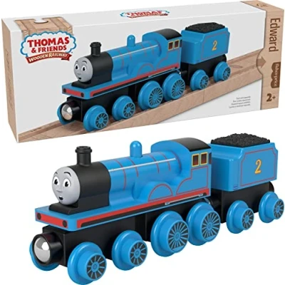 Image of Thomas &amp; Friends Wooden Railway Toy Train Edward Push Along Wood Engine Coal Car for Toddlers Preschool Kids Ages 2+ Years (Amazon Exclusive)