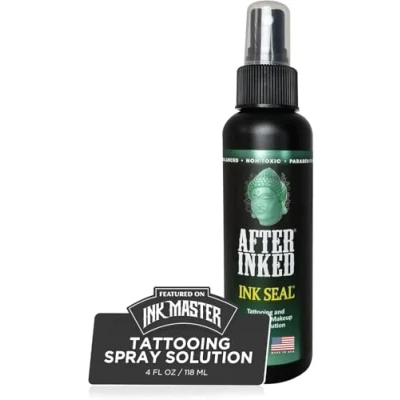 Image of After Inked Ink Seal Spray Tattoo Aftercare Spray, Care Solution Cleaning Mist for Body Tattoo, Moisturizing Color Retention in Sturdy Bottle