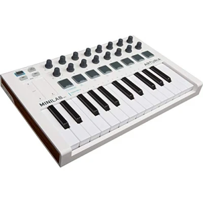Image of Arturia MiniLab MkII Portable MIDI Controller for Music Production, with All in One Software Package 25 Keys, 8 Multi Color Pads