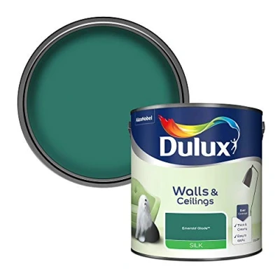 Image of Dulux Walls &amp; Ceilings Silk Emulsion Paint, Emerald Glade, 2.5 Litres