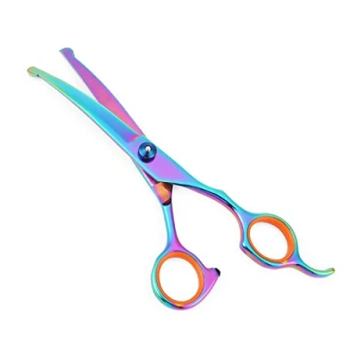 Image of Filhome Dog Grooming Scissors with Round Tip, Stainless Steel Pet Cat Shears Cutting Trimming Curved for Dogs Cats