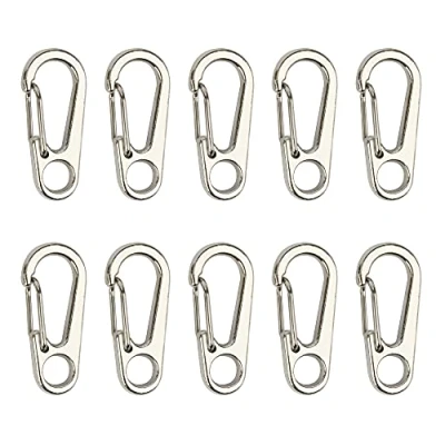 Image of Temlum 3.3 cm Tiny SF Aluminum Carabiner Clip Mini Carabiners Set Spring Snap Keyring Hook for Camping Traveling Hiking Keychains Outdoor Silver(10pcs)