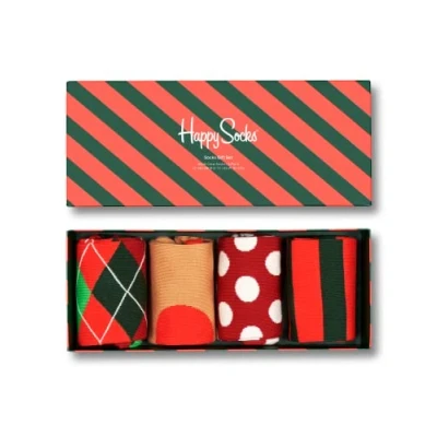 Image of Happy Socks 4 Pack Holiday Classics Gift Set Socks, Red White Green, 41 46