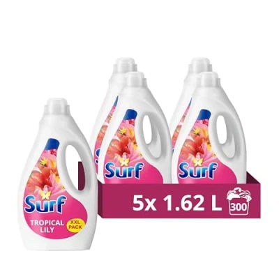 Image of Surf Tropical Lily Laundry Washing Liquid 300 washes with a joy infused fragrance natural essential oils lasting up to 12 hours in wear Detergent for brilliantly clean results (5x 1.62 L)