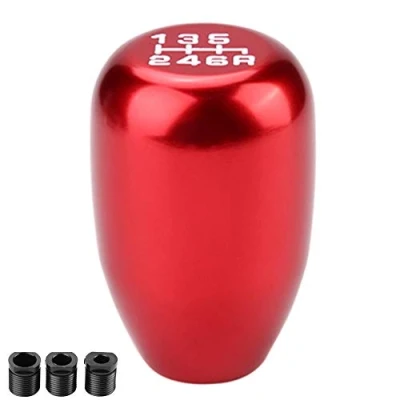 Image of Fydun 6 Speed Shift Knob Gear Cover Head Car Universal Metal Modification Manual Shifter (Red)