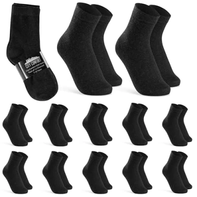 Image of CityComfort Boys Calf Socks, Soft Breathable Teenagers and Kids Socks Pack of 12 (Charcoal, 4 7 Years)