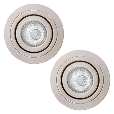 Image of LITECRAFT Recessed Downlight IP65 Rated Tiltable Spotlight (Satin Chrome, Pack of 2)