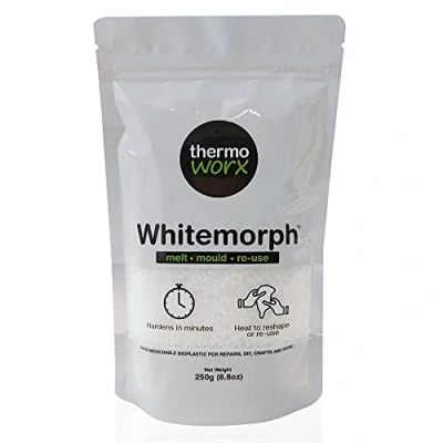 Image of Thermoworx Whitemorph 250g. Hand mouldable bioplastic. Melt, Mould and Reuse.…