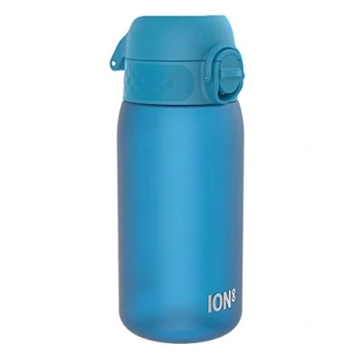 Image of Ion8 Kids Water Bottle, 350 ml/12 oz, Leak Proof, Easy to Open, Secure Lock, Dishwasher Safe, BPA Free, Carry Handle, Hygienic Flip Cover, Clean, Odour Carbon Neutral, Blue