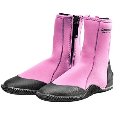 Image of Cressi Isla Boots Unisex Diving Neoprene with Rubber Soles, Black Blue Logo, XX Large