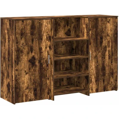 Image of vidaXL Reception Desk Smoked Oak 155x50x103.5 cm Engineered Wood