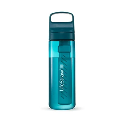 Image of LifeStraw Go Series — BPA Free Water Filter Bottle for Travel and Everyday Use Removes Bacteria, Parasites Microplastics, Improves Taste, 22oz Laguna Teal