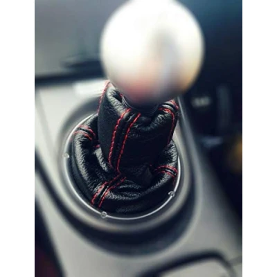 Image of The Tuning Shop Ltd Gear Gaiter Compatible with Honda Civic Type R FN2 Leather Red Stitch