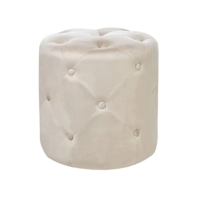 Image of Beliani Modern Decorative Round Tufted Pouffe Living Room Footstool Beige Corolla