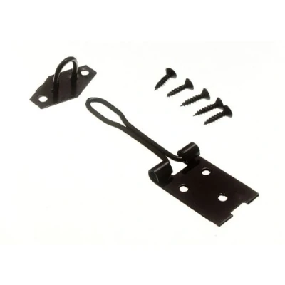 Image of 10 x HASP &amp; Staple Sets Wire Type Black Steel 75MM 3 INCH + Screws