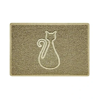 Image of Nicoman CAT Embossed Shape Door Mat Dirt Trapper Jet Washable Doormat (Use Indoor or Sheltered Outdoor) (60x40cm/23.6x15.7inches, Small) Beige
