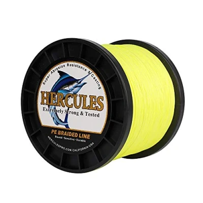 Image of Hercules Super Cast 300M 328 Yards Braided Fishing Line 300 LB Test for Saltwater Freshwater PE Braid Fish Lines Superline 8 Strands Fluorescent Yellow, 300LB (136.1KG), 1.20MM