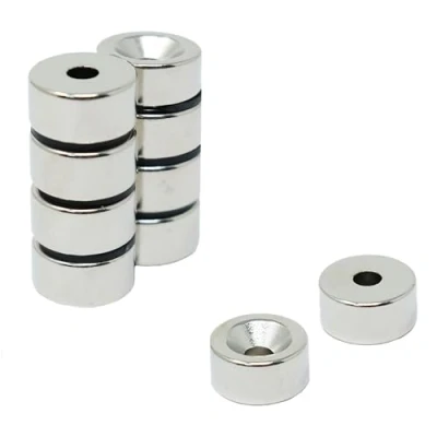 Image of Neodymium Magnet for Arts, Crafts, Model Making, DIY, Hobbies, Office and Home 15mm dia x 7.5mm thick 4.2mm c/sink 5.7kg Pull South Pack of 2