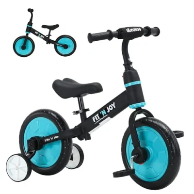 Image of UBRAVOO Fit &#039;n Joy Beginner Toddler Training Bicycle, 4 in 1 Kids Balance Bike with Pedals &amp; Wheels Options, Trike to Riding Toys for Boys Girls 2 5 (Blue)