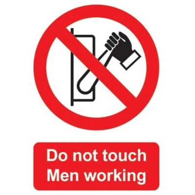Image of Sitesafe Do Not Touch Men Working Rigid PVC Sign 125 x 175mm
