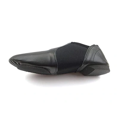Image of TOROMAX Jazz Shoes Girls, Slip On, Split Sole, Rubber Heel, Genuine Leather and Neoprene Black Dance Modern Stage Irish Dancing Pumps (Size 6 Kids, Black) NPB1