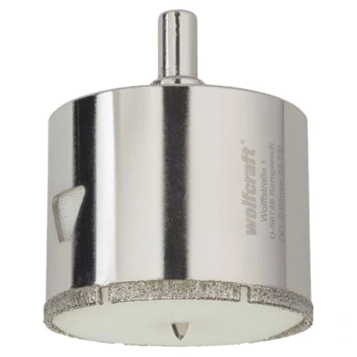Image of wolfcraft &quot;Ceramic&quot; Diamond Coated Annular Bit, With Centring Drill Bit and Shank I 5930000 For plumbing electrical installations in tiles, cutting depth 45 mm