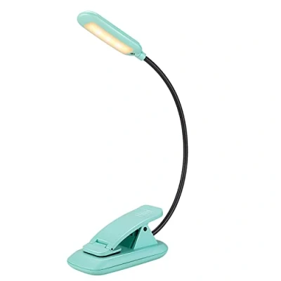 Image of BIGMONAT Children&#039;s Clip on Rechargeable Book Bed Reading Light Dimmable 3 Lighting Modes Flexible Head Learning Light, Night Blue