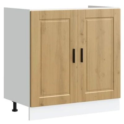 Image of vidaXL Porto Sink Base Cabinet Engineered Wood Kitchen Storage in Artisan Oak 80x46x81.5 cm