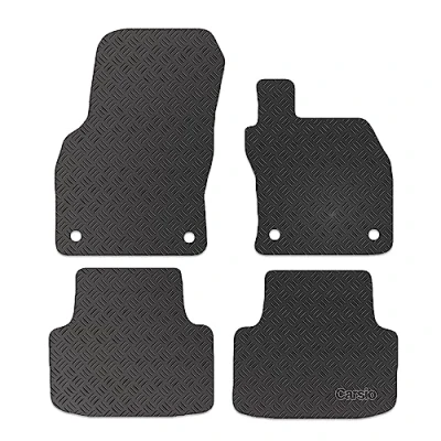 Image of Carsio Rubber Car Mats For Skoda Octavia MK4 2020+ Onwards Tailored Fit Floor Mat Set Complete Accessory Black Custom Fitted All Weather &amp; Heavy Duty, Anti Slip Backing with Clips