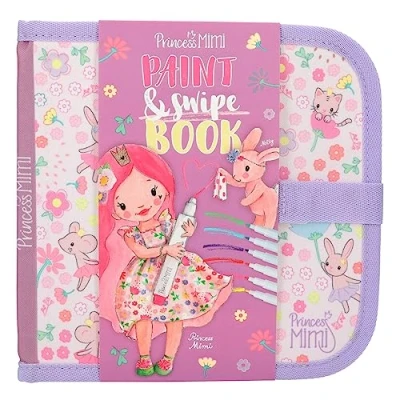 Image of Depesche 12102 Princess Mimi Paint &amp; Swipe Book with Wipe Clean Pages Includes 6 Fibre Pens