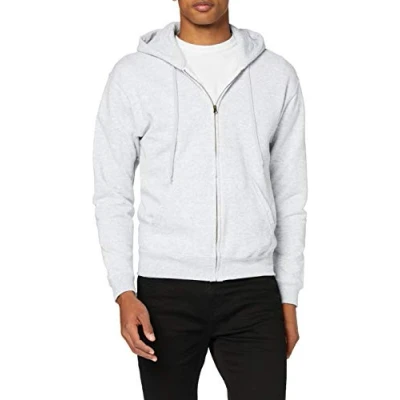 Image of Fruit of the Loom Men&#039;s Zip front Classic Hooded Jacket,Grey (Grey Heather),Manufacturer Size:Medium