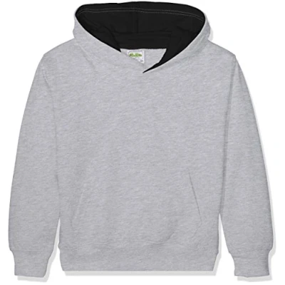 Image of AWDis Boy&#039;s KIDS VARSITY HOODIE Hoodie, Multicoloured (Heather Grey/French Navy), X Large (Manufacturer Size: 12/13 Y)