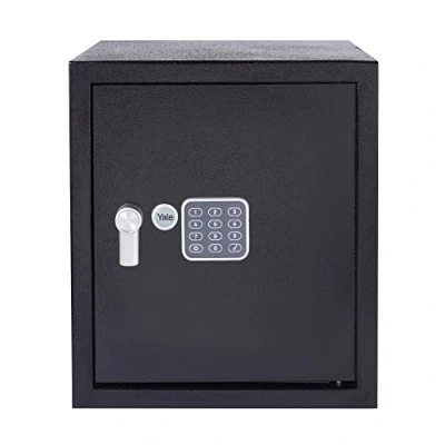 Image of Yale YSV/390/DB1 Large Value Safe, Digital Keypad, LED Light Indicators, 15mm Steel Locking Bolts, Emergency Override Key, Wall And Floor Fixings, Black Finish, 40 Litre Capacity 39 x 35 36 cm