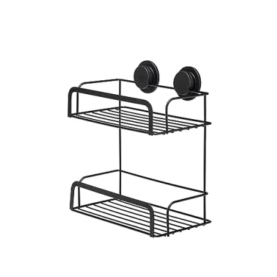 Image of Croydex Stick &#039;n&#039; Lock 2 Tier Cosmetic Basket Matt Black