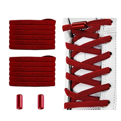 Image of Alegrianan No Tie Shoelaces, Elastic Shoelaces for Adults/Kids，Elastic Shoe Laces, Burgundy, XL