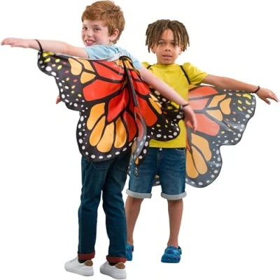 Image of PRETEND TO BEE Orange Butterfly Wings Fancy Dress Costume Accessory for Kids, 3+ Years