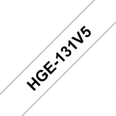 Image of Brother HGE 131V5 Black on Clear 8M x 12mm High Grade Tape 5 pack