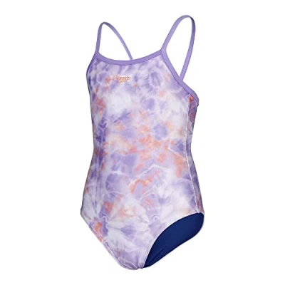 Image of Speedo Digi Allover Thinstrap Muscleback Junior Swimsuit 5 6 Years / 24&quot; Blue/Purple