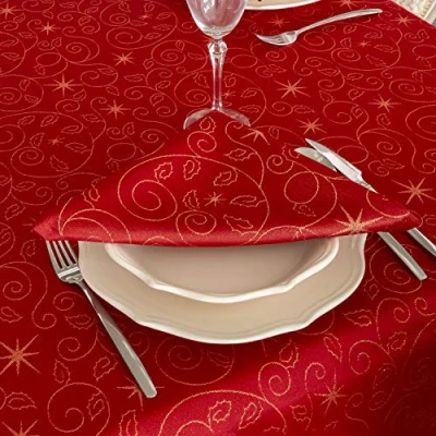Image of CHRISTMAS STARS NAPKINS ANTI STAIN TREATMENT RED (6 18 x (45 45cm))