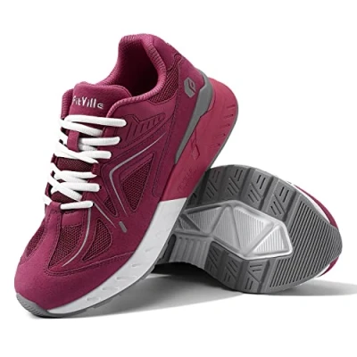 Image of FitVille Womens Extra Wide Fit Trainers Ladies Walking Running Shoes Comfortable Sneakers for Flat Feet Plantar Fasciitis Rose Red