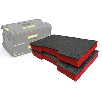 Image of Shadow Foam Easy Peel Inserts for DeWalt ToughSystem Drawers [Red 50mm Twin Pack] Tool Organisation, Kaizen, 5s, Storage &amp; Boxes
