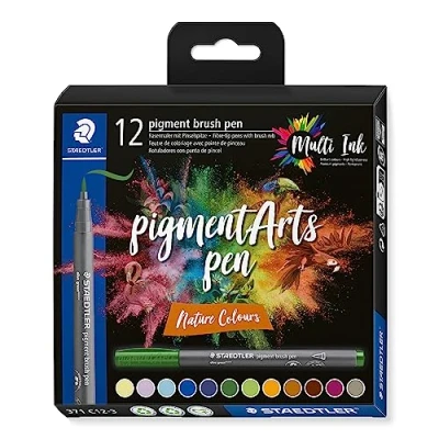 Image of STAEDTLER 371 C12 3 Pigment Arts Brush Pen Assorted Nature Colours (Pack of 12)
