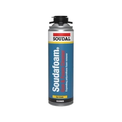 Image of Soudal Soudafoam Gun Grade &amp; PU Foam Cleaner Solvent Based Expanding Aerosol Clear 500ml Canister for Adaptors, Guns, Valves Removal of Fresh Stains Quick Easy to use
