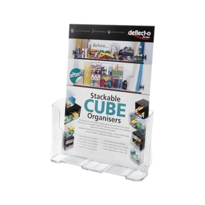 Image of Deflecto A4 Portrait High Back Single Compartment Literature Holder, Magazine File Leaflet Display Stand, Wall Mounting Option