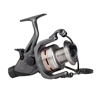 Image of Mitchell MX2 Free Spool Carp Fishing Reel Quality Baitrunner Style with Metal and Handle, 3+1 Stainless Steel Ball Bearings, Spare Spool, Grey, 6500