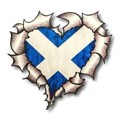 Image of Sticar it Ltd Heart Shaped RIPPED TORN METAL Car Sticker Scotland Scottish Saltire Flag Vinyl decal 105x100mm approx.