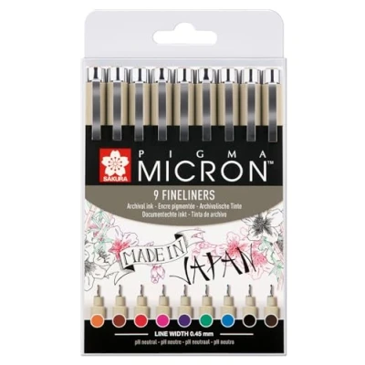 Image of Sakura Pigma Micron Fineliners Set of 9 Colours