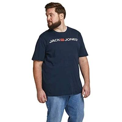 Image of Jack &amp; Jones Men&#039;s Jjecorp Logo Tee Crew Neck Noos Ps T Shirt, Blazer Navy, 5XL UK (7XL EU)